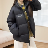 美式vibe风简约字母印花立领棉服男冬季百搭情侣加厚保暖面包服女