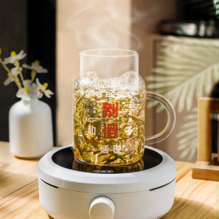 防摔用大容量带盖杯子家用喝水杯耐高温玻璃带把手杯高硼硅泡茶杯