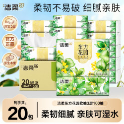 洁柔 繁花抽纸100抽*20包家用厕纸手纸棉柔卫生纸巾家用面巾纸