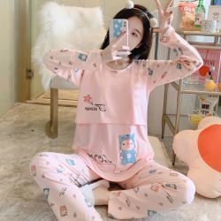 春秋款月子服吸汗产后6月份7坐月夏季哺乳期睡衣夏季薄款哺乳睡衣