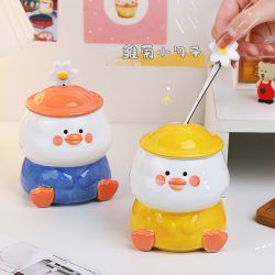 可爱马克杯带盖勺情侣水杯礼物陶瓷高级感杯子