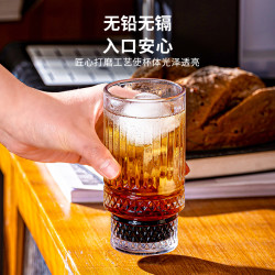 居家宣言 轻奢玻璃奶咖茶水杯创意可叠牛奶杯加厚透亮果汁扎啤酒杯