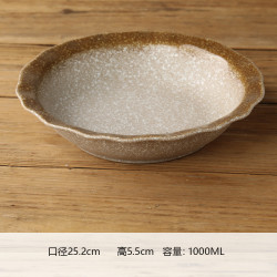 A309一只陶瓷粗陶10英寸花边敞口碗大汤碗可能微瑕