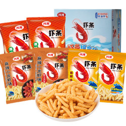 四洲 虾条80g*6多口味虾条虾味零食办公室解馋零食美味开袋即食
