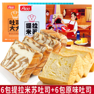 爱一百 手工厚切吐司提拉米苏三明治切片手撕面包学生早餐555g整箱
