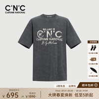 C'N'C CNC水洗做旧街头潮流休闲短袖T恤26春夏奢侈品上衣男 深灰 46 /XS/(165/84A)