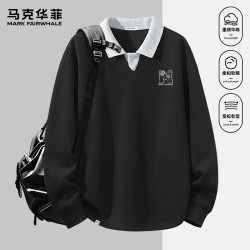 马克华菲 美式撞色翻领卫衣