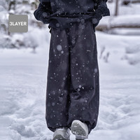 AWKA 滑雪裤子女款男士单板宽松冬季防寒防风2024新款专业加厚防水 黑 BZK49 S