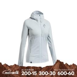 迪卡侬 女士山地徒步羊毛保暖拉链套头衫-5544050