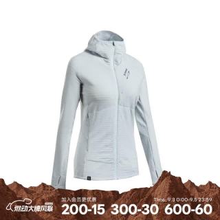 迪卡侬 女士山地徒步羊毛保暖拉链套头衫-5544050