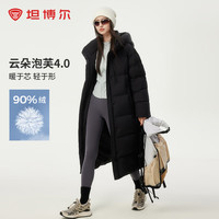 坦博尔 冬季羽绒服女长款连帽加厚面包服美拉德秋冬保暖外套TBF530832D 黑色 M (165)
