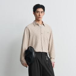 太平鸟 男装26年秋款翻领时尚外穿式长袖男式衬衫