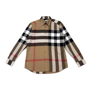 BURBERRY 男士复古休闲尖翻领单排扣长袖衬衫