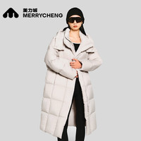 美力城 90%鹅绒 连帽长款羽绒服 科技灰 S