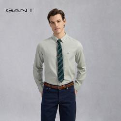GANT 秋冬男士纯棉肌理衬衣通勤简约纯色长袖衬衫