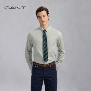GANT 秋冬男士纯棉肌理衬衣通勤简约纯色长袖衬衫