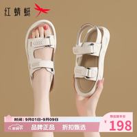 红蜻蜓 女鞋低跟沙滩凉鞋 夏季轻便魔术贴凉鞋百搭优雅女士运动休闲凉鞋