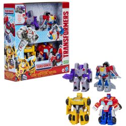 Transformers 变形金刚玩具英雄与 4 件装,汽车人和霸天虎 4.5 英寸动作公仔,学龄前机器人玩具适合 3 岁及以上儿童