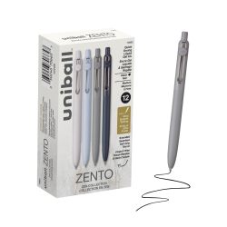 Uniball Zento 凝胶墨水滚珠笔 12支黑色中点平滑书写笔 彩色日本笔 禅色