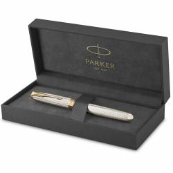 PARKER HANNIFIN 派克汉尼汾 卓尔钢笔 银色雕刻金属材质 18K金细尖 镀铑处理