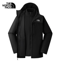 北面 冲锋衣男软壳内胆三合一户外防水保暖8DMK 黑色/JK3 3XL