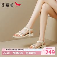 红蜻蜓 女鞋水钻罗马凉鞋 夏季轻便粗跟凉鞋通勤休闲优雅百搭女士凉鞋子