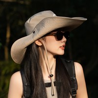 吉普 西部牛仔帽渔夫帽女夏季户外徒步登山遮阳帽大檐防晒帽子