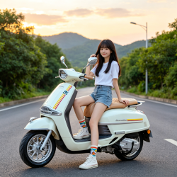 维多利亚 Seventies150i 德式复古踏板摩托车 奶油釉