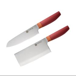 双立人 中片多用刀 石榴红 2件套 刀具套装