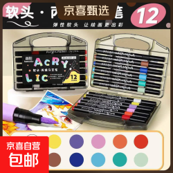 真彩 黑盒丙烯马克笔小学生专用不透色可叠色儿童】12色精致小黑盒