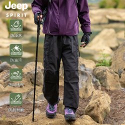 JEEP SPIRIT 吉普 冲锋裤男女户外运动登山防水防风机能户外工装裤 曜石黑 XL
