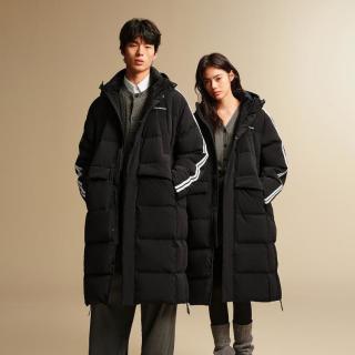 太平鸟 男装反季过膝长款连帽保暖外套情侣款羽绒服