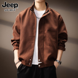 JEEP SPIRIT 正品吉普高端夹克男2026春夏新款日系复古潮牌格纹立领宽松外套男