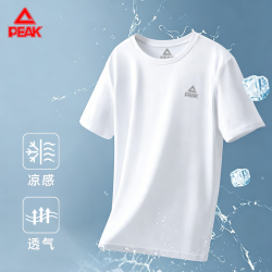 匹克 短袖男冰丝速干t恤夏季透气健身服运动服吸汗羽毛球服白色 XL
