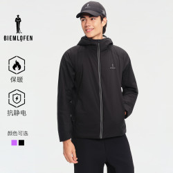 比音勒芬高尔夫 2026秋冬新男装抑菌抗静电远红外蓄热棉服外套 黑色 S