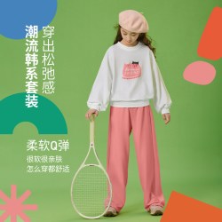 笛牧 童装2026女童秋季新款甜美洋气百搭休闲圆领儿童卫衣套装