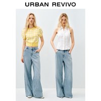 URBAN REVIVO UYU860123 蝴蝶结钻饰阔腿牛仔裤 蓝色 25
