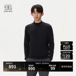 KOLON SPORT 户外休闲衣 男士仿羊绒微拉绒高领长袖T恤 LHRT5WT851-BK 黑