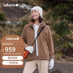 乐飞叶 户外抓绒衣女 舒适保暖连帽摇粒绒收腰外套LFJA5CR68
