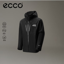 ecco 连帽可拆gore-tex冲锋衣外套男 EW253J014M 黑色XL(180/100A)