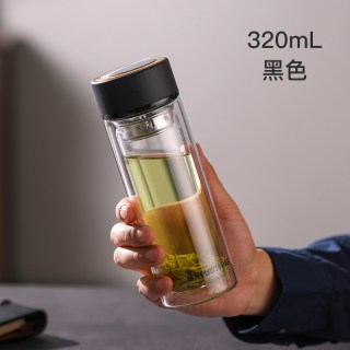 移动端、88VIP：富光 玻璃杯茶水分离泡茶杯子高硼硅双层玻璃水杯大容量流光银500ml 流光银 500ml