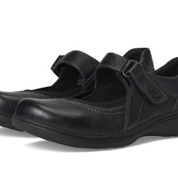 Clarks 其乐 女式 Carleigh Madi Mary Jane 平底鞋, 黑色皮革