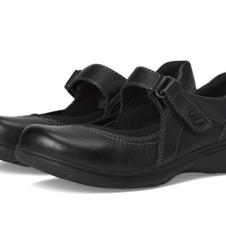 Clarks 其乐 女式 Carleigh Madi Mary Jane 平底鞋, 黑色皮革