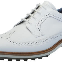 ECCO 爱步 男士 Klassische Hybrid-flügelspitze, Wasserabweisend 高尔夫球鞋 White Opulenter Garten 42 EU