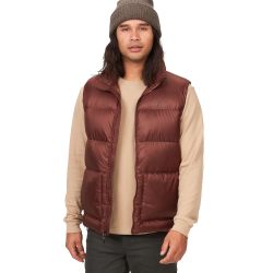 Marmot 男士羽绒背心 冬季蓬松保暖背心 适合滑雪 露营 徒步雪地寒冷环境 巧克力色 中码