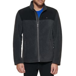 Tommy Hilfiger 汤米·希尔费格 适合成人 男性 抓绒外套 Lightweight Polar Fleece Jacket BlackCharcoal Medium