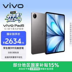 vivo Pad5 柔光版 12.1英寸高亮护眼屏 12GB+256GB 灰色 平板电脑