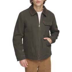 Levi's 男式 棉质轻便夹克 Workwear Cotton Canvas Corduroy Collar Depot Jacket Olive Medium