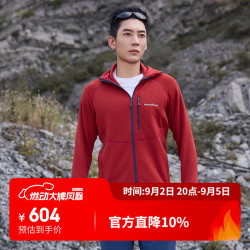 mont·bell 抓绒衣男款秋冬单面拉绒保暖舒适弹力连帽开衫外套 1106733 RD红色 S