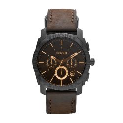 Fossil 皮带商务休闲三眼计时日历石英表 42mm表盘防水男表机械表